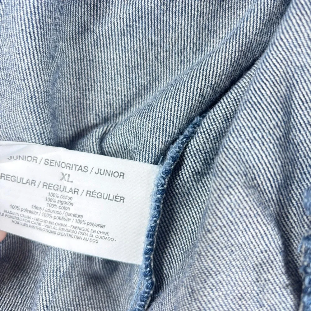 Y2K LEI Sherpa Denim Jacket Western Cut‎ Juniors Sz XL Flannel Plaid Barn Coat - Picture 5 of 5